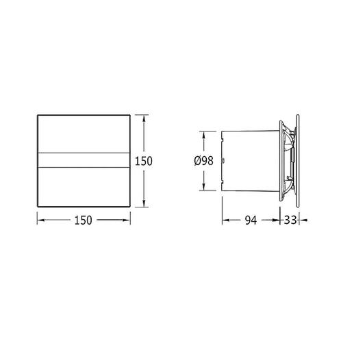 Badkamer Ventilator Cata E-100 GBT Timer 100 mm 8W Zwart, Doe-het-zelf en Verbouw, Sanitair, Ophalen of Verzenden