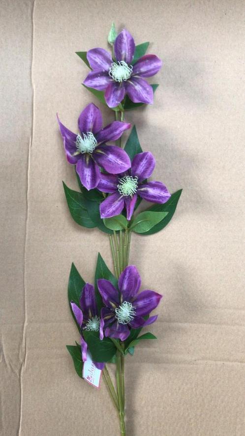 CLEMATIS SPRAY PURPLE 78 cm. bloomon boeket, Huis en Inrichting, Woonaccessoires | Kunstplanten en Kunstbloemen, Nieuw, Ophalen of Verzenden