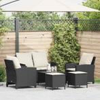 vidaXL 6-delige Loungeset met kussens poly rattan zwart, Tuin en Terras, Verzenden, Nieuw, Rotan, Loungeset