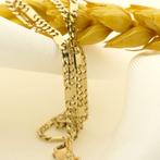 Gouden gesloten Figaro schakel ketting | 45 cm, Sieraden, Tassen en Uiterlijk, Kettingen, Ophalen of Verzenden, Gebruikt, Overige kleuren