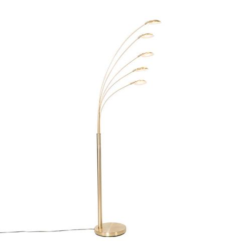 Design vloerlamp messing incl. LED 5-lichts - Sixties Trento, Huis en Inrichting, Lampen | Vloerlampen, Nieuw, Overige materialen