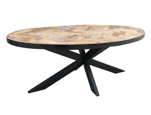 Eettafel Visgraat Ovaal Licht Met Zwarte Rand 240X110X78, Huis en Inrichting, Tafels | Eettafels, Nieuw, Metaal, Ophalen of Verzenden