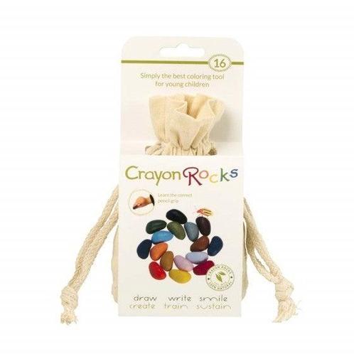 Crayon Rocks - 16 kleuren in ecru katoenen zakje, Hobby en Vrije tijd, Knutselen