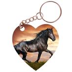 Sleutelhanger hartje 5x5cm - Zwart paard - Fries Paard op br, Nieuw, Ophalen of Verzenden