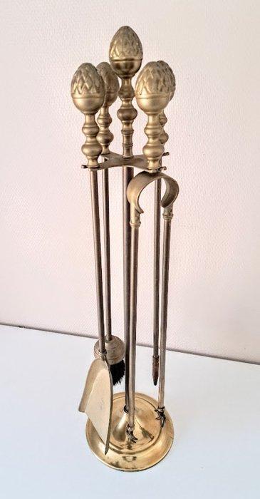 Haardset - Openhaard accessoire - Groot Haardstel - Messing, Antiek en Kunst, Curiosa en Brocante