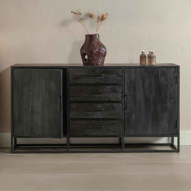 Dressoir Mangohout Brendon 165 cm, Huis en Inrichting, Kasten | Dressoirs, 150 tot 200 cm, 25 tot 50 cm, Nieuw, Overige houtsoorten