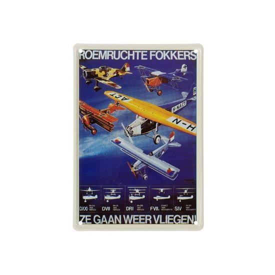 Nostalgische plaat Fokker 20 x 30 cm - Metalen wand plaatjes, Hobby en Vrije tijd, Feestartikelen, Ophalen of Verzenden