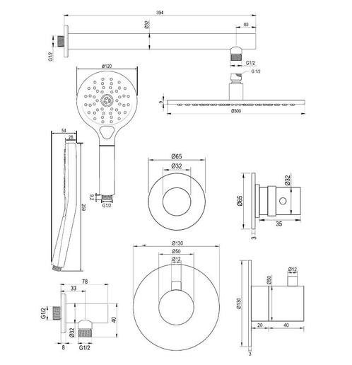 Thermostatisch Inbouwdoucheset Brauer Copper 30cm, Doe-het-zelf en Verbouw, Sanitair, Ophalen of Verzenden