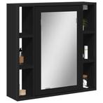 vidaXL Badkamerspiegelkast 60x16x60 cm bewerkt hout zwart, Huis en Inrichting, Tafels | Kaptafels, Verzenden, Nieuw