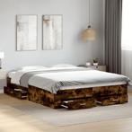 vidaXL Bedframe met lades bewerkt hout gerookt eikenkleurig, Huis en Inrichting, Slaapkamer | Bedden, Bruin, Verzenden, 140 cm