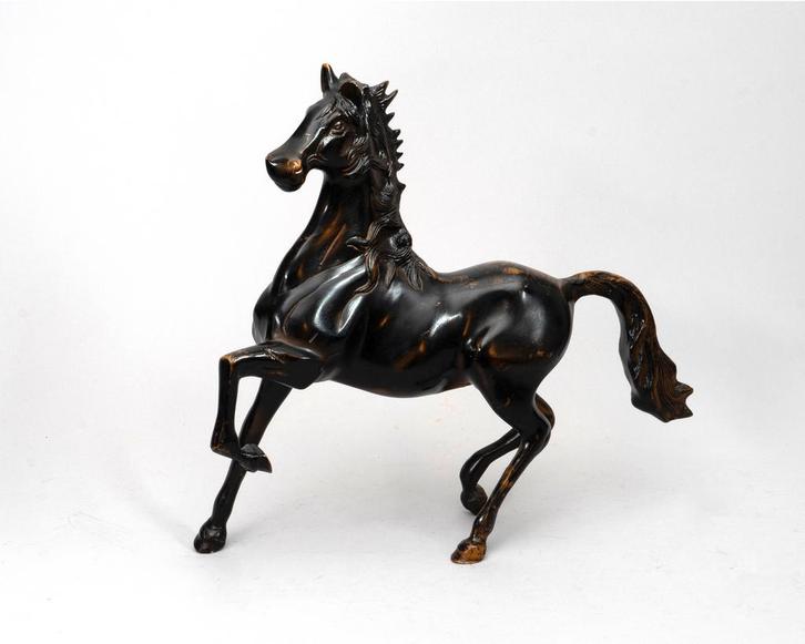 Een gepatineerd bronzen paard 20e eeuw, Antiek en Kunst, Kunst | Beelden en Houtsnijwerken