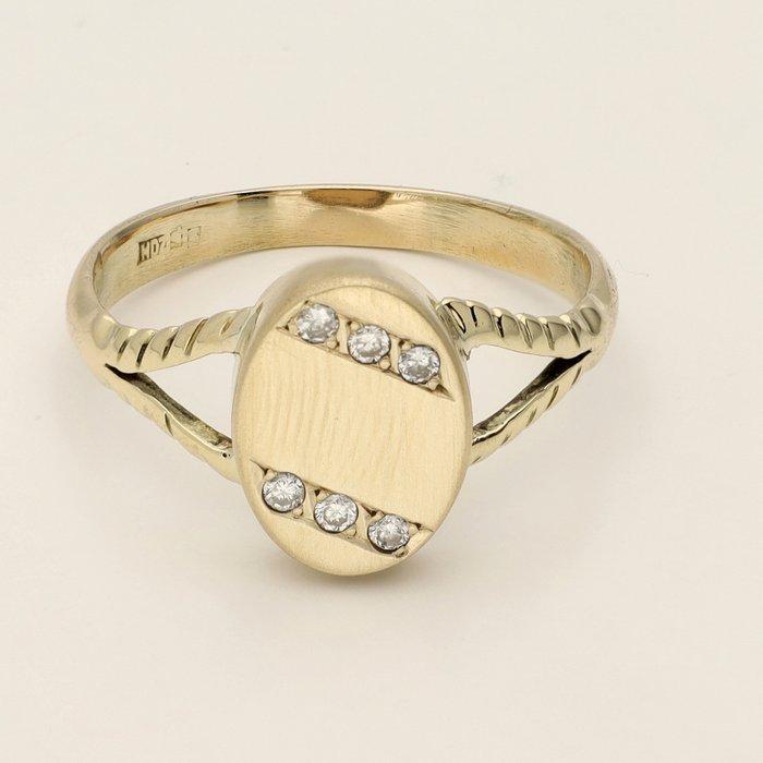 Ring - 14 karaat Geel goud - 0.12ct. tw. Diamant, Sieraden, Tassen en Uiterlijk, Ringen