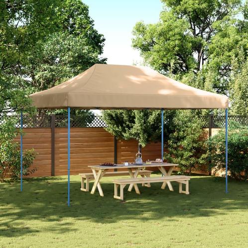 vidaXL Partytent inklapbaar pop-up 440x292x315 cm beige, Tuin en Terras, Partytenten, Partytent, Nieuw, Verzenden