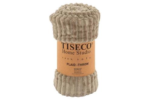 Fleece deken ribbel taupe 130 x 160 cm, Huis en Inrichting, Woonaccessoires | Plaids en Woondekens, Nieuw, Verzenden