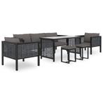 vidaXL 8-delige Loungeset met kussens poly rattan antraciet, Nieuw, 8 zitplaatsen, Loungeset, Verzenden