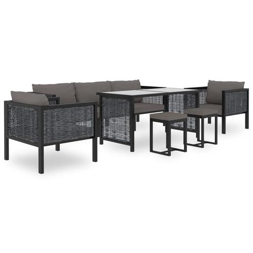 vidaXL 8-delige Loungeset met kussens poly rattan antraciet, Tuin en Terras, Tuinsets en Loungesets, Loungeset, Nieuw, 8 zitplaatsen