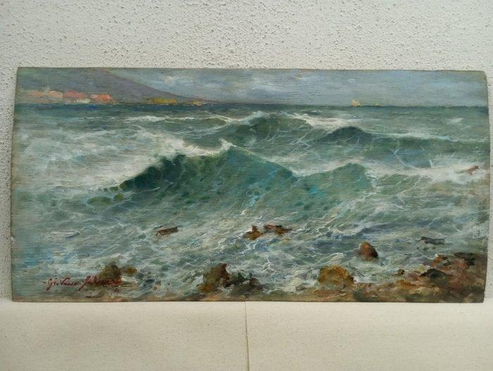 Giovanni Faliero (1960) - Mareggiata nel Golfo di Napoli, Antiek en Kunst, Kunst | Schilderijen | Klassiek