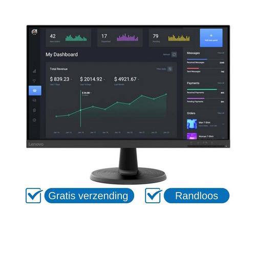 Lenovo D24-40 23.8 inch Monitor Full HD zwart, Computers en Software, Monitoren, 5 ms of meer, Nieuw, Ophalen of Verzenden