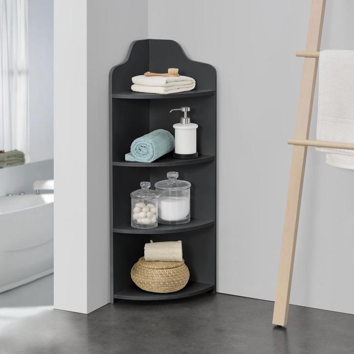 Hoekkast Bjurholm met 4 vakken 90x28x28 cm donkergrijs, Huis en Inrichting, Badkamer | Badkamermeubels, Verzenden