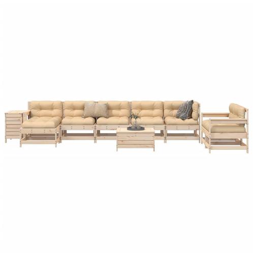 vidaXL 10-delige Loungeset massief grenenhout, Tuin en Terras, Tuinsets en Loungesets, Loungeset, Nieuw, Verzenden