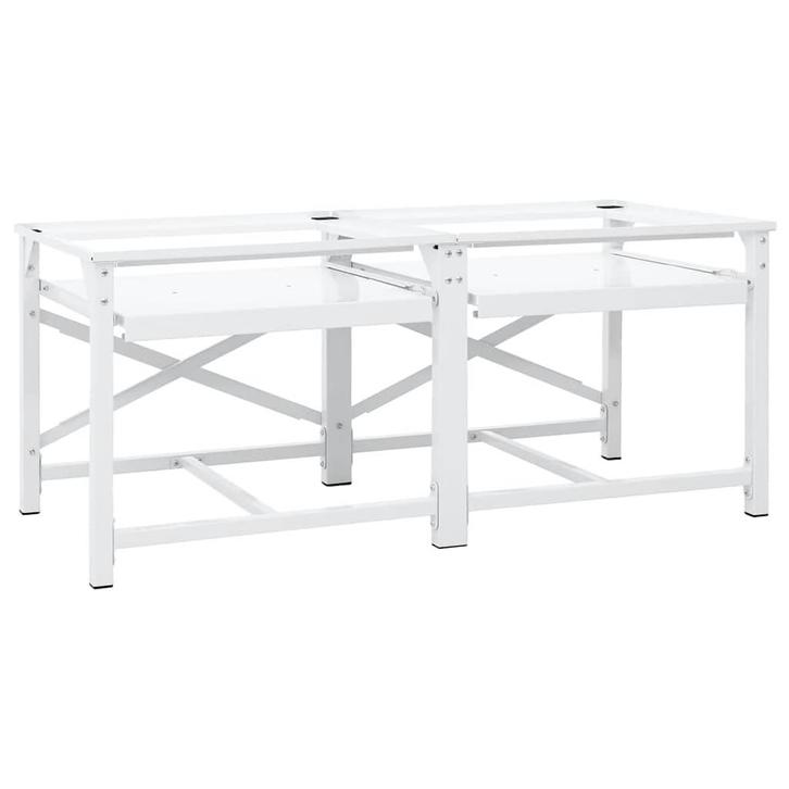 vidaXL Dubbele wasmachine sokkel met uittrekbare planken wit, Witgoed en Apparatuur, Wasmachines, Nieuw, Verzenden