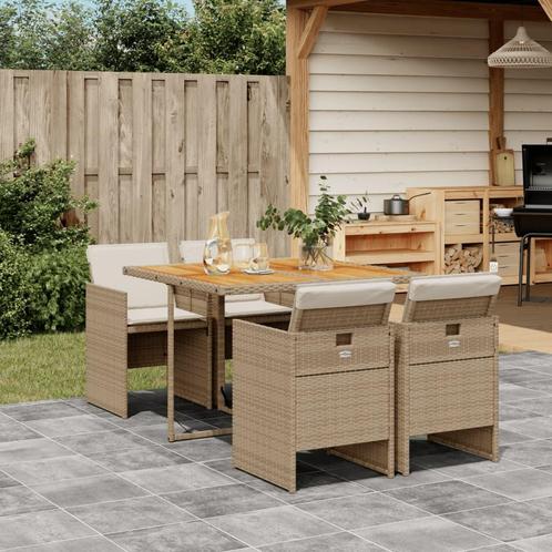 vidaXL 5-delige Tuinset met kussens poly rattan beige, Tuin en Terras, Tuinsets en Loungesets, Tuinset, Nieuw, Rotan, Verzenden