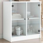 vidaXL Bijzetkast met glazen deuren 68x37x75,5 cm wit, Verzenden, Nieuw, 50 tot 100 cm, Minder dan 100 cm