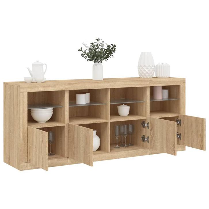 vidaXL Dressoir met LED-verlichting 163x37x67 cm sonoma, Huis en Inrichting, Kasten | Dressoirs, 50 tot 75 cm, Nieuw, Minder dan 50 cm