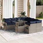 vidaXL 9-delige Loungeset met kussens poly rattan acacia, Tuin en Terras, Tuinsets en Loungesets, Verzenden, Nieuw, Rotan, Loungeset