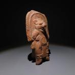 Maya Terracotta Ocarina-beeld. 600 - 900 na Christus. 14,3