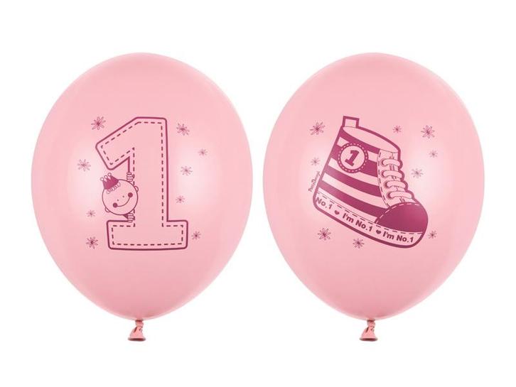 Ballonnen 1 Jaar Roze 30cm 6st, Hobby en Vrije tijd, Feestartikelen, Nieuw, Verzenden
