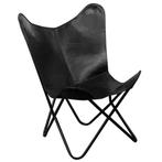 vidaXL Vlinderstoel Bruin Leer - Retourdeal - Perfect voo..., Huis en Inrichting, Stoelen, Ophalen of Verzenden, Nieuw, Bruin