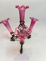WMF - Vaas - Verzilverd - Epergné cranberryglas, Antiek en Kunst