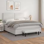 vidaXL Boxspring met matras kunstleer wit 180x200 cm, Overige materialen, Eenpersoons, Verzenden, Wit