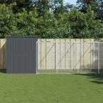vidaXL Hondenhok met ren 214x1273x181 cm staal antraciet, Dieren en Toebehoren, Hondenhokken, Verzenden, Nieuw
