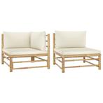 vidaXL 2-delige Loungeset met crèmewitte kussens bamboe, Verzenden, Nieuw, Hout, Loungeset