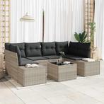 vidaXL Tuin Sofa Set 7 pcs Lichtgrijs Poly riet, Verzenden, Nieuw, Rotan
