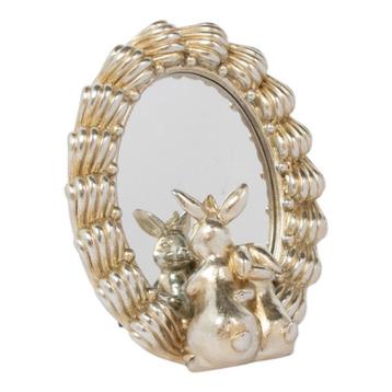 Spiegel Ovaal konijn hars zilver 16x7,2x20,3cm beschikbaar voor biedingen