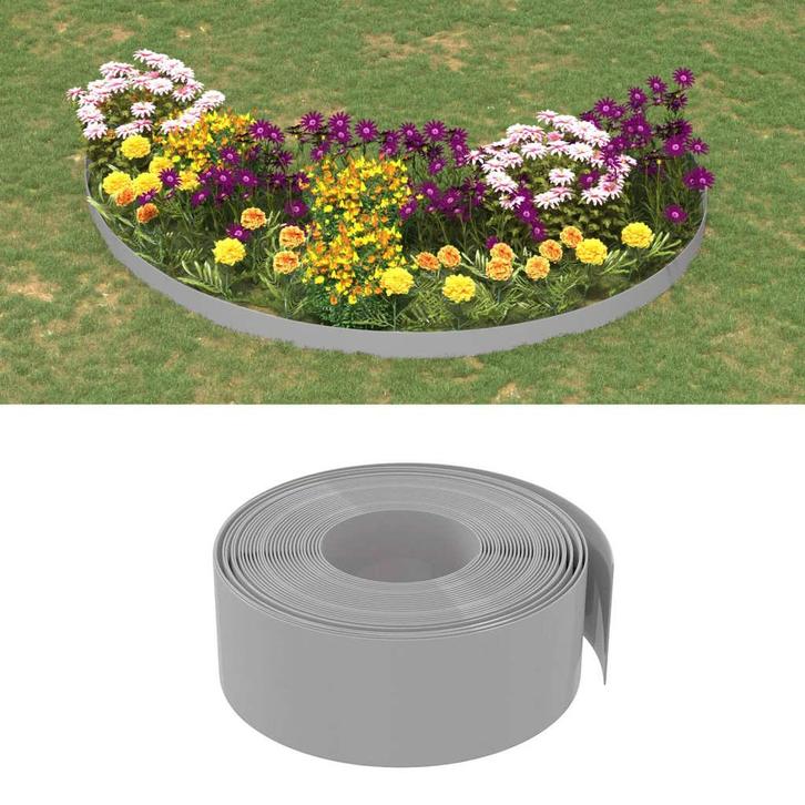vidaXL Tuinranden 4 st 10 m 20 cm polyetheen grijs, Tuin en Terras, Overige Tuin en Terras, Nieuw, Verzenden