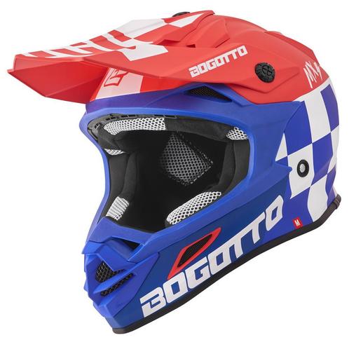 Bogotto V328 Xadrez Carbon Blauw Rood Wit Crosshelm, Motoren, Kleding | Motorhelmen, Offroadhelm, Heren, XS, Nieuw met kaartje