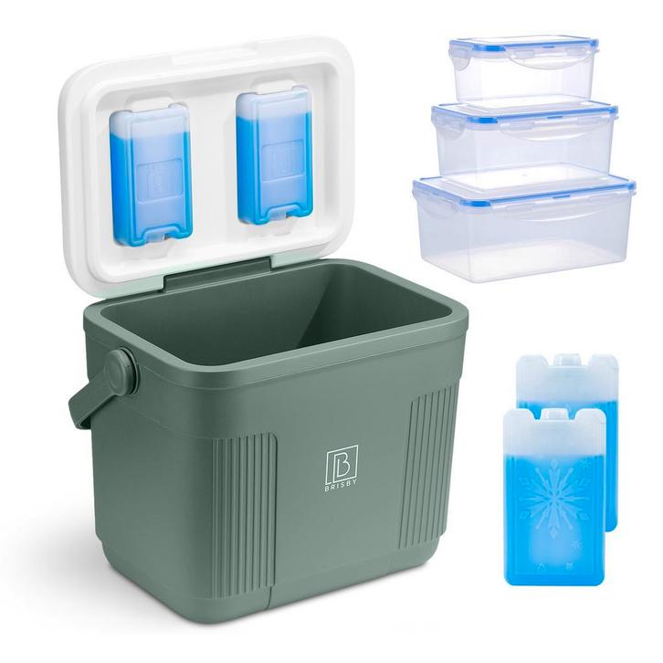 Brisby Koelbox - Frigobox - 22 Liter Groen Met 3 Vershoudbak, Caravans en Kamperen, Koelboxen, Koelbox, Nieuw, Koelelement, Ophalen of Verzenden