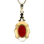 Gouden hanger met bloedkoraal 14 krt, Sieraden, Tassen en Uiterlijk, Kettinghangers, Ophalen of Verzenden, Nieuw
