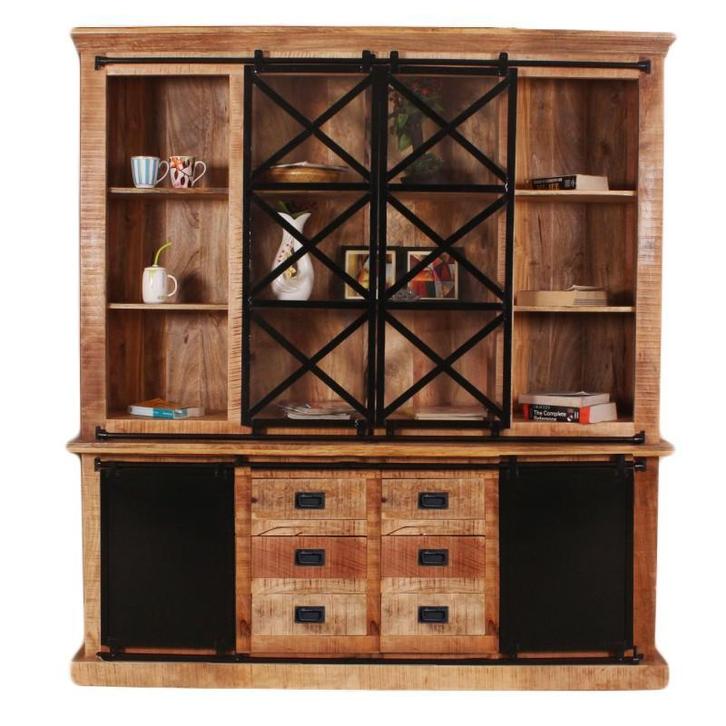 Iron buffetkast, mangohout (nieuw, A-keuze), Huis en Inrichting, Kasten | Buffetkasten, Nieuw, Overige houtsoorten, Glas, Metaal