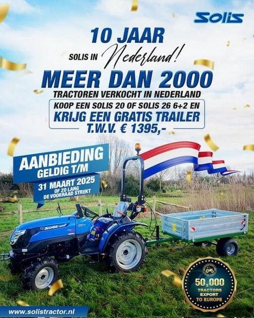 Solis 20 / 26 minitractor NIEUW met gratis kipper ACTIE, Zakelijke goederen, Agrarisch | Tractoren, Nieuw, Overige merken, tot 2500