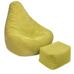 Highback Zitzak Stoel incl. Poef Corduroy Stof - Lime, Verzenden, Nieuw