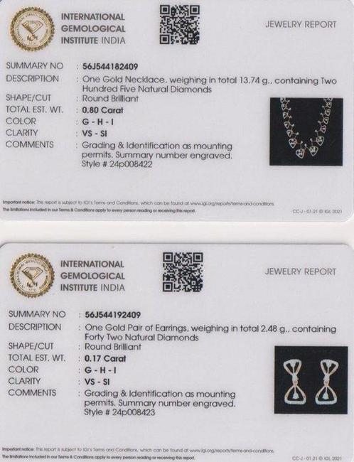 2-delige sieradenset - 18 karaat Roségoud - 0.97ct. tw., Sieraden, Tassen en Uiterlijk, Antieke sieraden