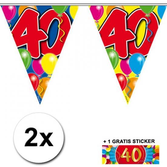 40 jaar vlaggenlijnen met sticker - 40 jaar versiering, Hobby en Vrije tijd, Feestartikelen, Ophalen of Verzenden
