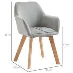 TRUUSK Eetkamerstoelen Set Van 2, Keukenstoelen Met Arm- & R, Huis en Inrichting, Stoelen, Verzenden, Nieuw