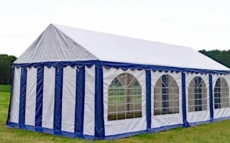 Premium Partytent PVC 4x8x2 mtr in Wit-Blauw (4x8 meter), Tuin en Terras, Partytenten, Partytent, Nieuw, 2 meter of meer, Verzenden