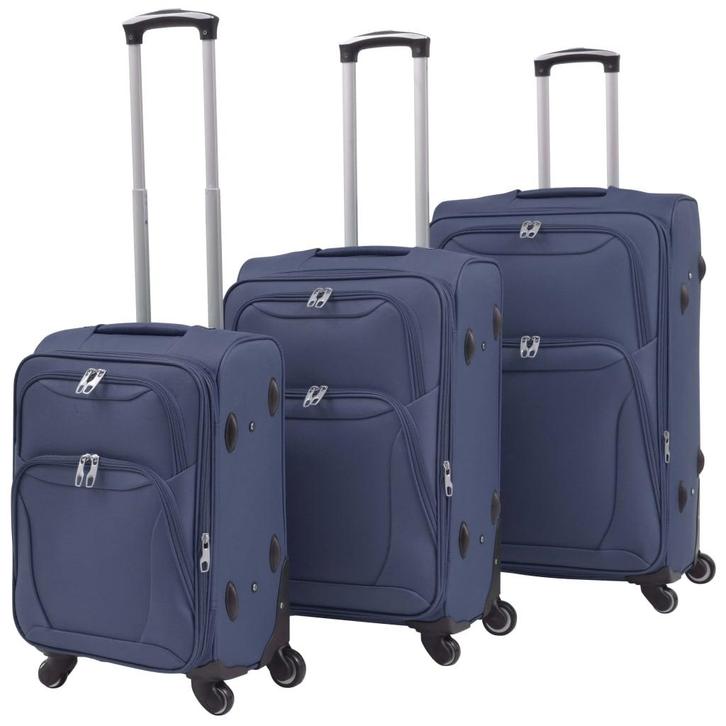 vidaXL Trolleyset marineblauw 3-delig, Sieraden, Tassen en Uiterlijk, Koffers, Nieuw, Verzenden